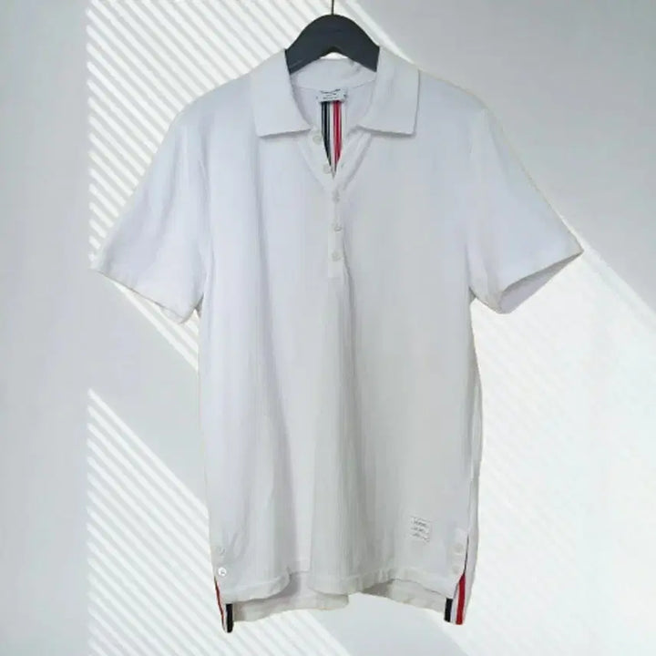 [BUNJANG] Thom Browne Center Back Stripe White Pique Polo Shirt / 명품 톰브라운 센터백 스트라이프 화이트 피케 폴로셔츠 카라티 테니스 골프