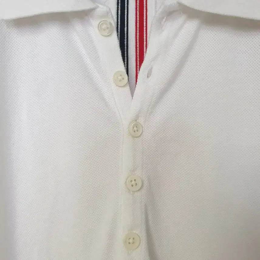 [BUNJANG] Thom Browne Center Back Stripe White Pique Polo Shirt / 명품 톰브라운 센터백 스트라이프 화이트 피케 폴로셔츠 카라티 테니스 골프