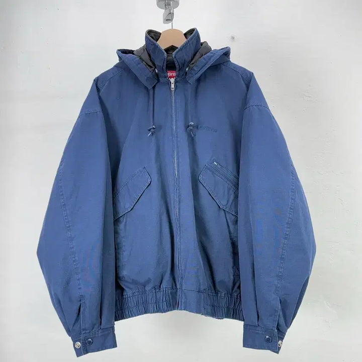 [BUNJANG] Supreme 24FW Leather Collar Utility Jacket Navy / 슈프림 24fw 레더 카라 유틸리티 자켓 네이비