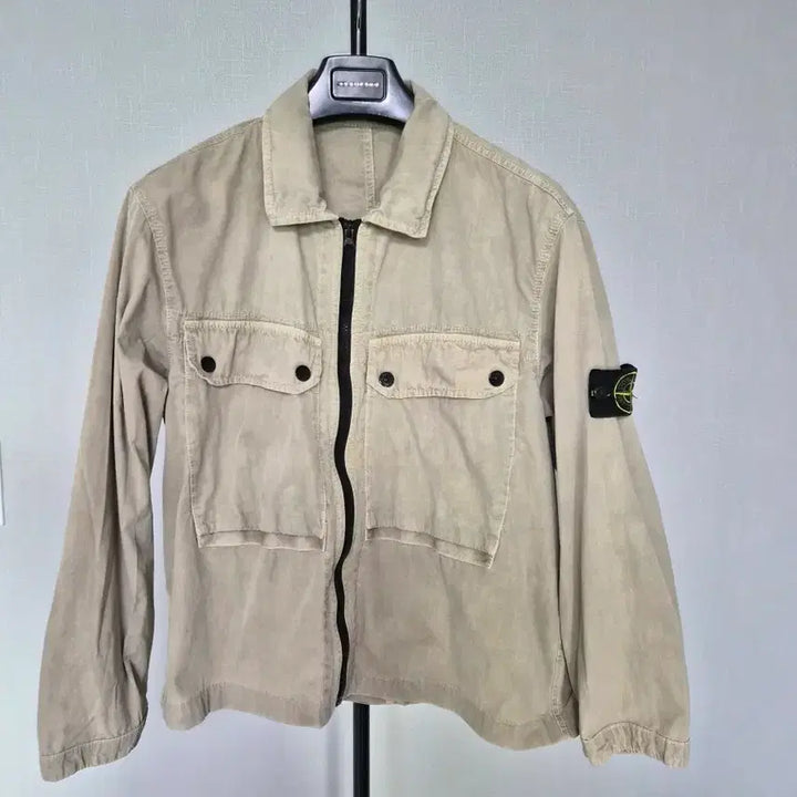 [BUNJANG] Stone Island Overshirt Sand Jacket / 23FW 스톤아일랜드 공용 기장수선 오버셔츠 M-자켓-259
