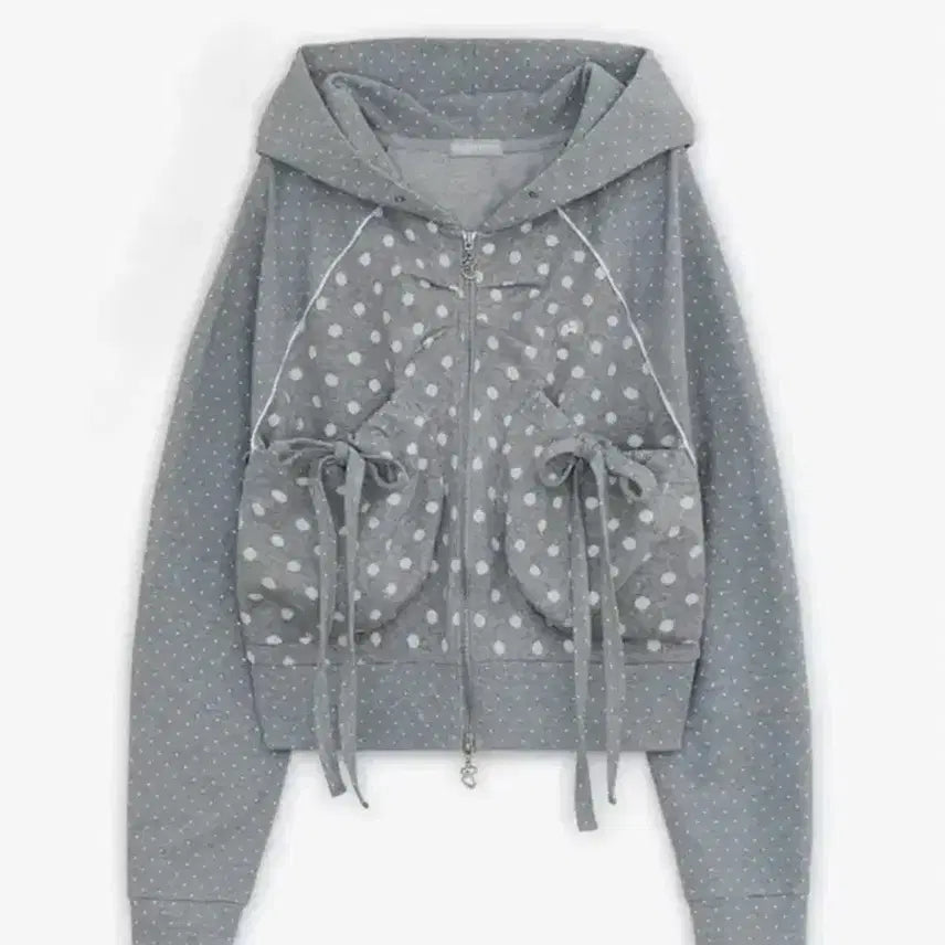 [BUNJANG] Hug Your Skin Dot Big Pocket Hoodie Gray / 허그유어스킨 도트 빅 포켓 후드집업 그레이