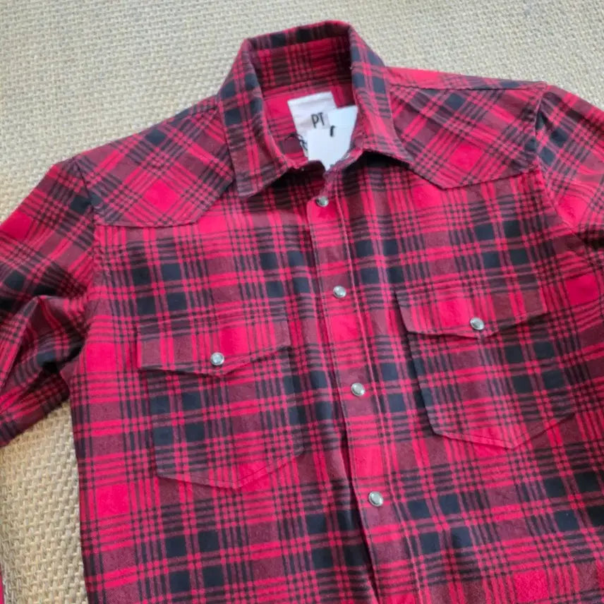 [BUNJANG] PT Torino Buffalo Check Western Workwear Shirt / PT Torino 최상급 버팔로 체크 웨스턴 워크웨어 셔츠