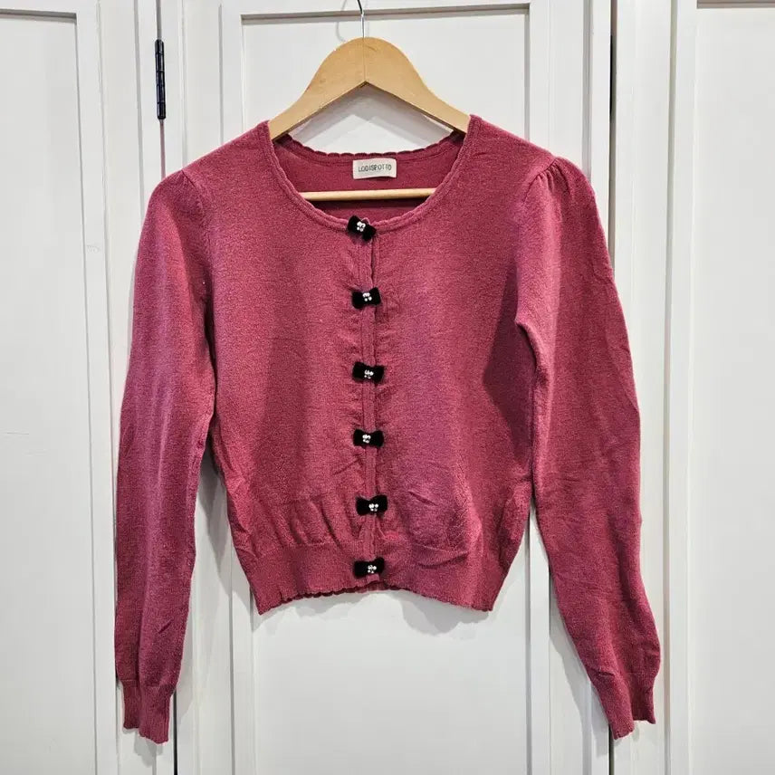 [BUNJANG] LODISPOTTO Ribbon Point Knit Cardigan / 리본 포인트 니트 가디건