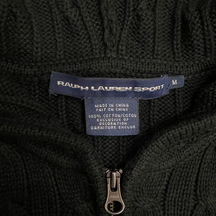 [BUNJANG] Polo Ralph Lauren Cable Knit Hoodie Zip Up Jacket / 폴로 랄프로렌 블랙 케이블 니트 후드집업
