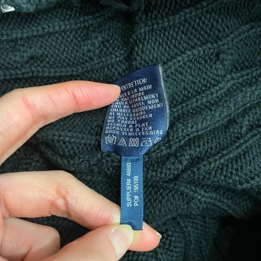 [BUNJANG] Polo Ralph Lauren Cable Knit Hoodie Zip Up Jacket / 폴로 랄프로렌 블랙 케이블 니트 후드집업