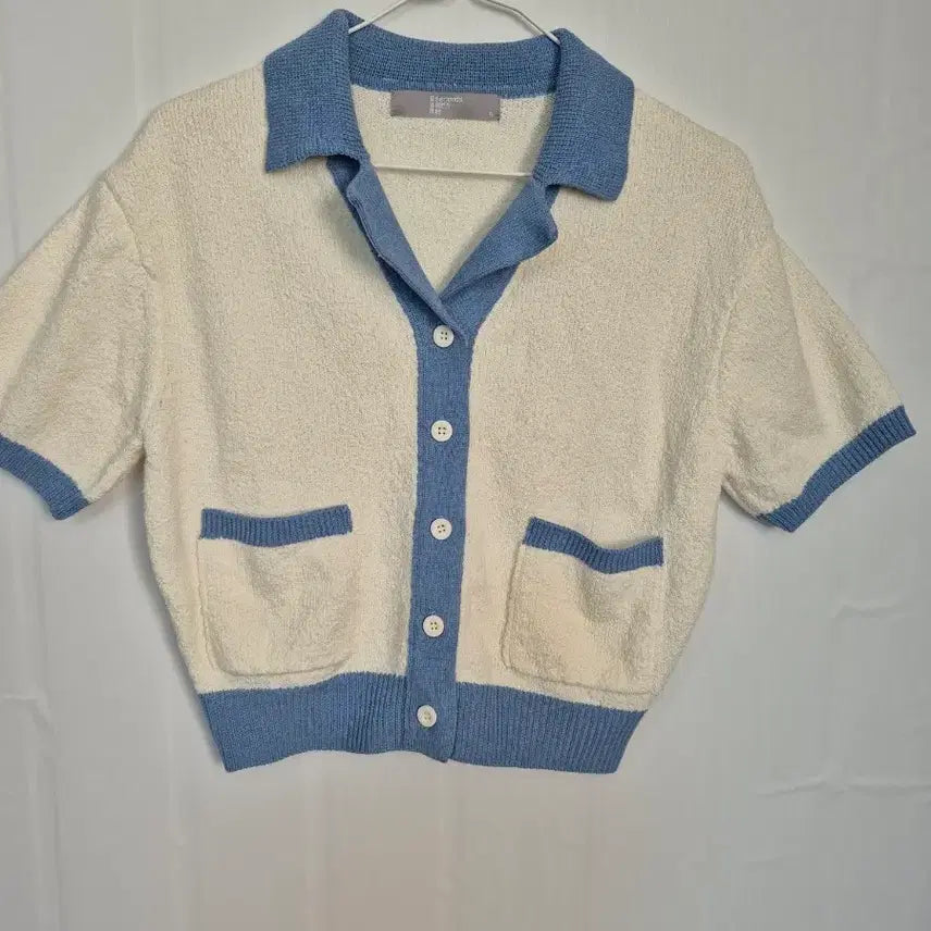 [BUNJANG] A Seconds Collar Neck Short Sleeve Knit Cardigan / 에이세컨즈 카라넥 반팔 니트 가디건