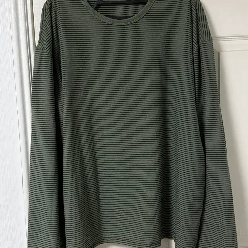 [BUNJANG] Cor Dyed Pin Stripe Long Sleeve T-shirt Washed Green / [XL] 쿠어 다잉 핀 스트라이프 롱 슬리브 티셔츠 워시드그린