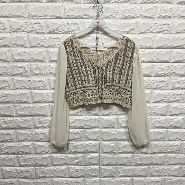 [BUNJANG] Knitted Colorblock Blouse / ㅈ148 뜨개 니트 배색 블라우스