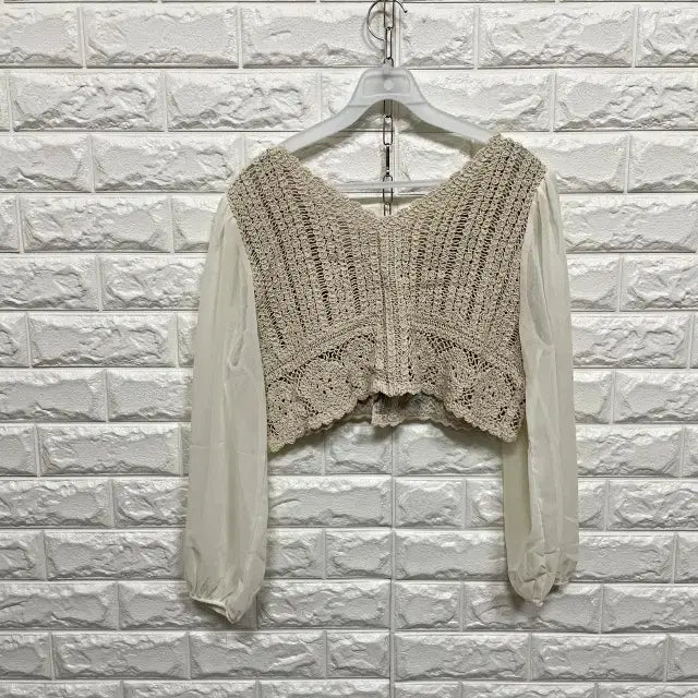 [BUNJANG] Knitted Colorblock Blouse / ㅈ148 뜨개 니트 배색 블라우스