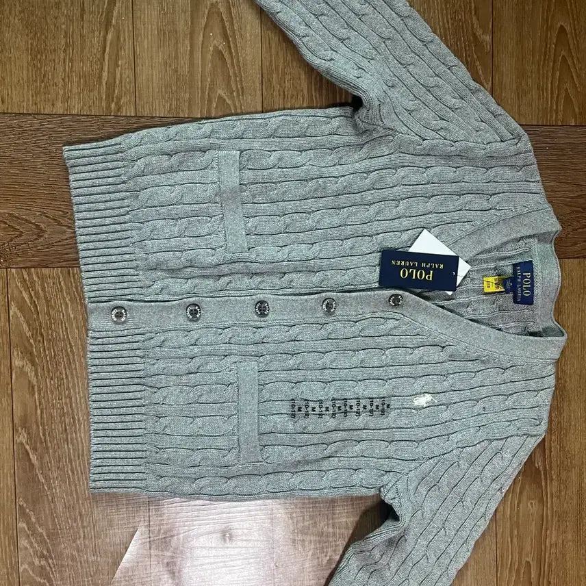 [BUNJANG] Polo Ralph Lauren Boys Cable Knit Cardigan Gray / 폴로 랄프로렌 보이즈 케이블 니트 가디건 그레이 새상품