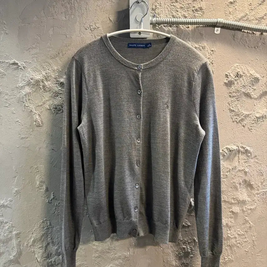[BUNJANG] Ralph Lauren Merino Wool Round Neck Cardigan Gray / M 랄프로렌 RALPH LAUREN 메리노 울 라운드넥 가디건 그레이