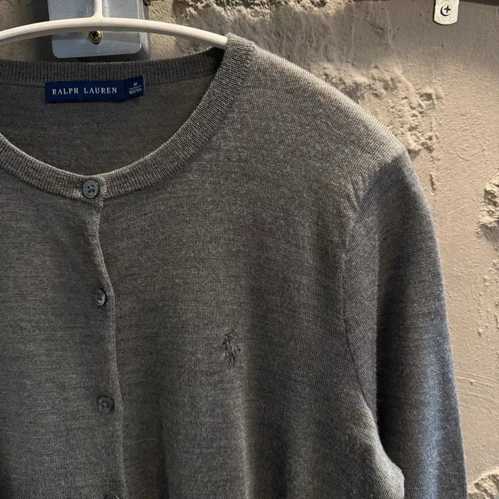 [BUNJANG] Ralph Lauren Merino Wool Round Neck Cardigan Gray / M 랄프로렌 RALPH LAUREN 메리노 울 라운드넥 가디건 그레이
