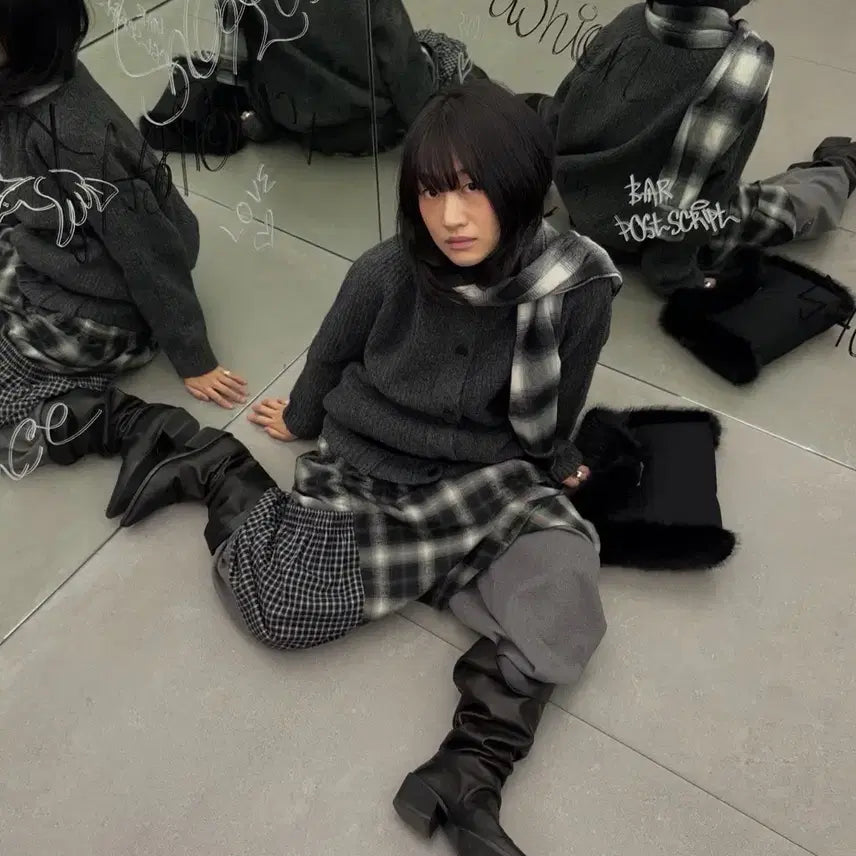 [BUNJANG] LCDC Check Cuff Scarf / LCDC 진증용 CHECK CUFF 스카프