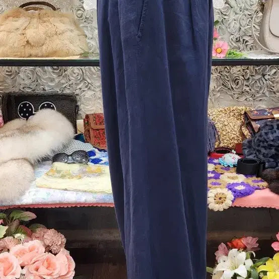 [BUNJANG] CHEER Linen Blend Wide Trousers (Size 66-77) / CHEER 마혼방 핀턱 와이드팬츠(66~77)