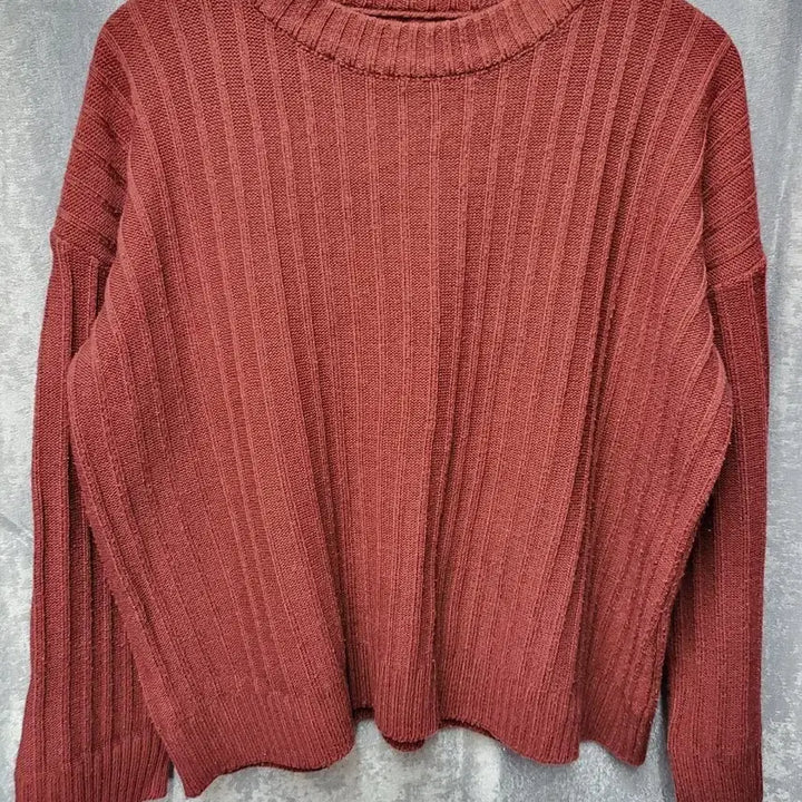 [BUNJANG] Knitted Sweater Burgundy / 골지 니트 스웨터 버건디