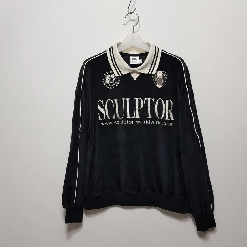 [BUNJANG] Sculptor Velour Soccer Jersey Black / 스컬프터/벨루어사커져지블랙/벨벳/루즈핏M/파라오쇼핑