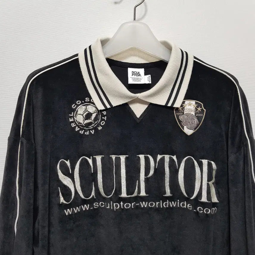 [BUNJANG] Sculptor Velour Soccer Jersey Black / 스컬프터/벨루어사커져지블랙/벨벳/루즈핏M/파라오쇼핑