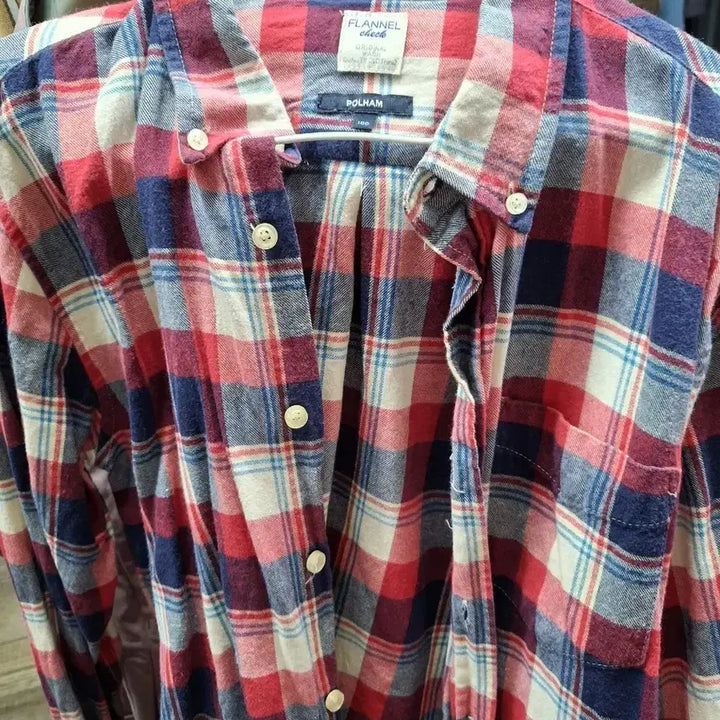 [BUNJANG] POLHAM Red Check Flannel Shirt (Size 100) / POLHAM 폴햄 레드 체크 남방 100