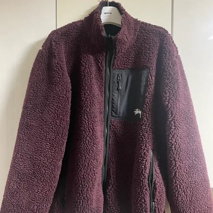 [BUNJANG] Stussy Sherpa Reversible Jacket Burgundy / 스투시 쉐르파 리버시블 자켓 플리스 자켓 버건디 XL