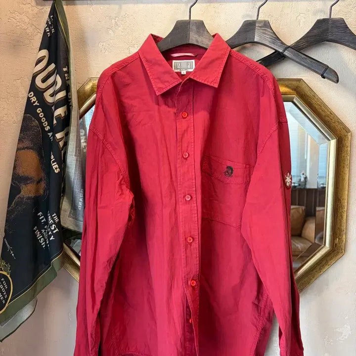 [BUNJANG] Kavmt Vintage Red Shirt (Size 100-105) / 카브엠트 셔츠 빈티지레드 100-105