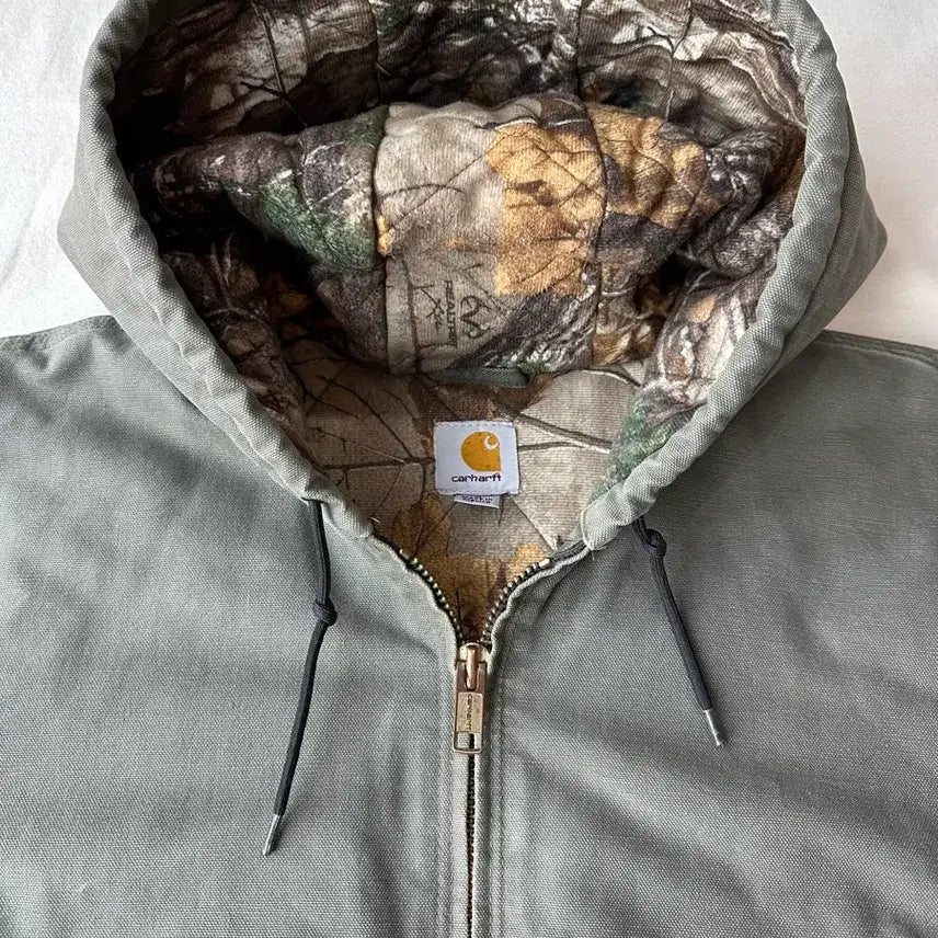 [BUNJANG] Carhartt Active Hooded Jacket Olive Green Camo L / 칼하트 액티브 자켓 후드 올리브그린 카모 L