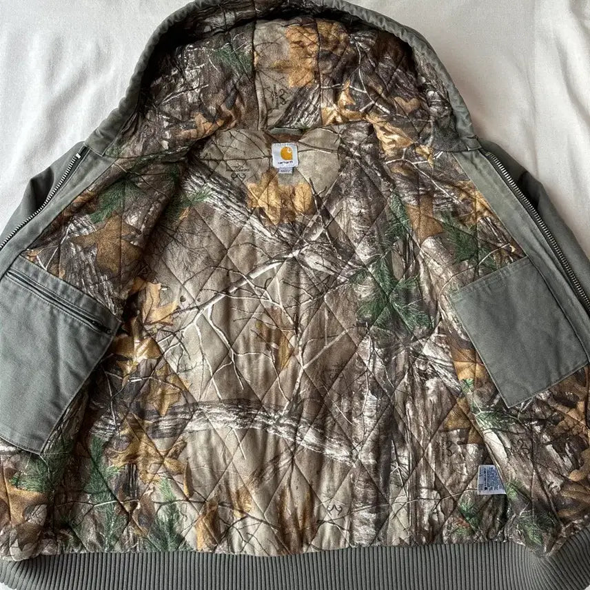 [BUNJANG] Carhartt Active Hooded Jacket Olive Green Camo L / 칼하트 액티브 자켓 후드 올리브그린 카모 L
