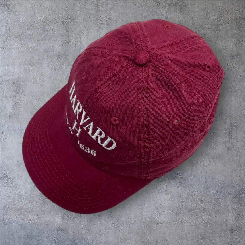 [BUNJANG] Harvard Classic Logo Embroidered Ball Cap / 하버드 버건디 클래식 로고 자수 볼캡 모자