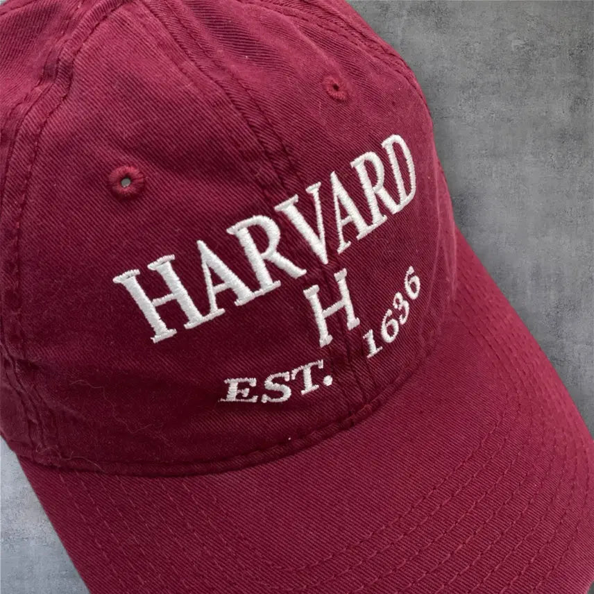 [BUNJANG] Harvard Classic Logo Embroidered Ball Cap / 하버드 버건디 클래식 로고 자수 볼캡 모자