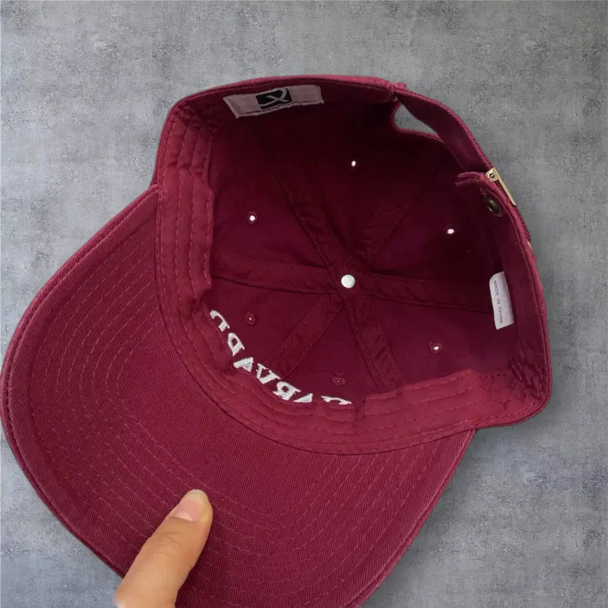 [BUNJANG] Harvard Classic Logo Embroidered Ball Cap / 하버드 버건디 클래식 로고 자수 볼캡 모자