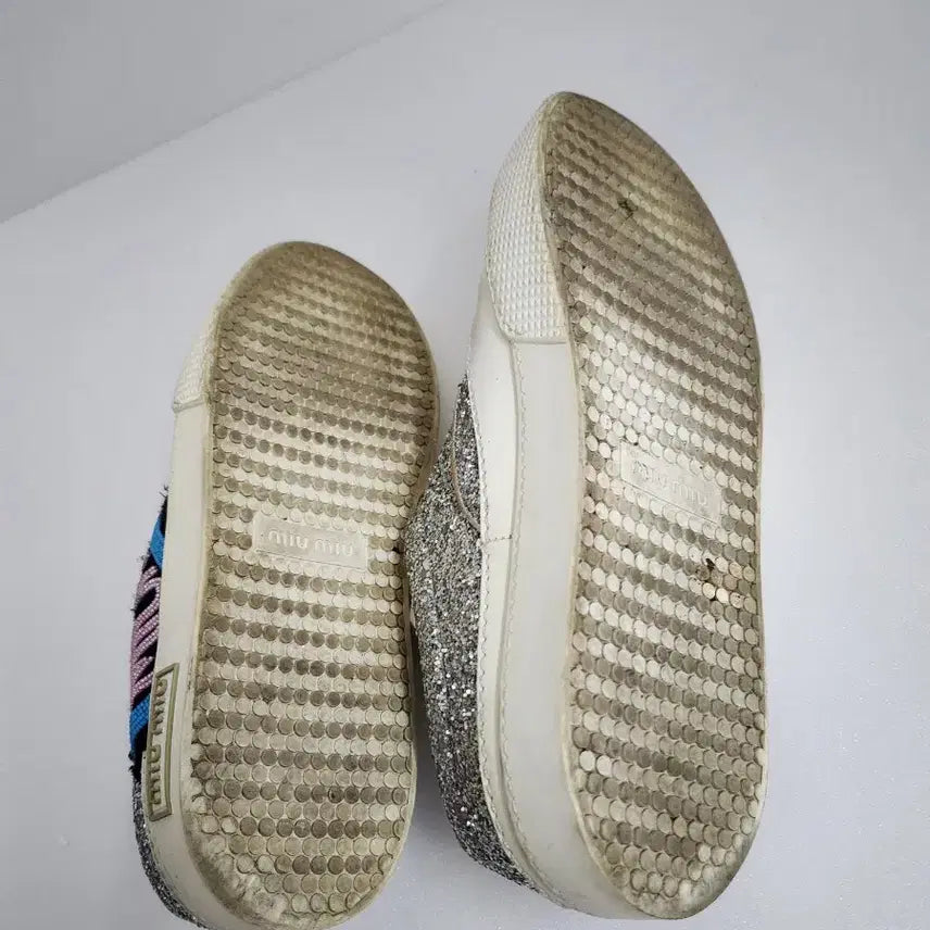 [BUNJANG] Miu Miu Glitter Sneakers (Silver/White) Shoes / 미우미우 글리터 스니커즈 운동화 36