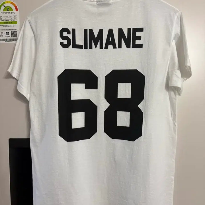 [BUNJANG] Numbering Print White T-shirt / 넘버링 프린트 반팔 티셔츠 화이트 95-슬림100