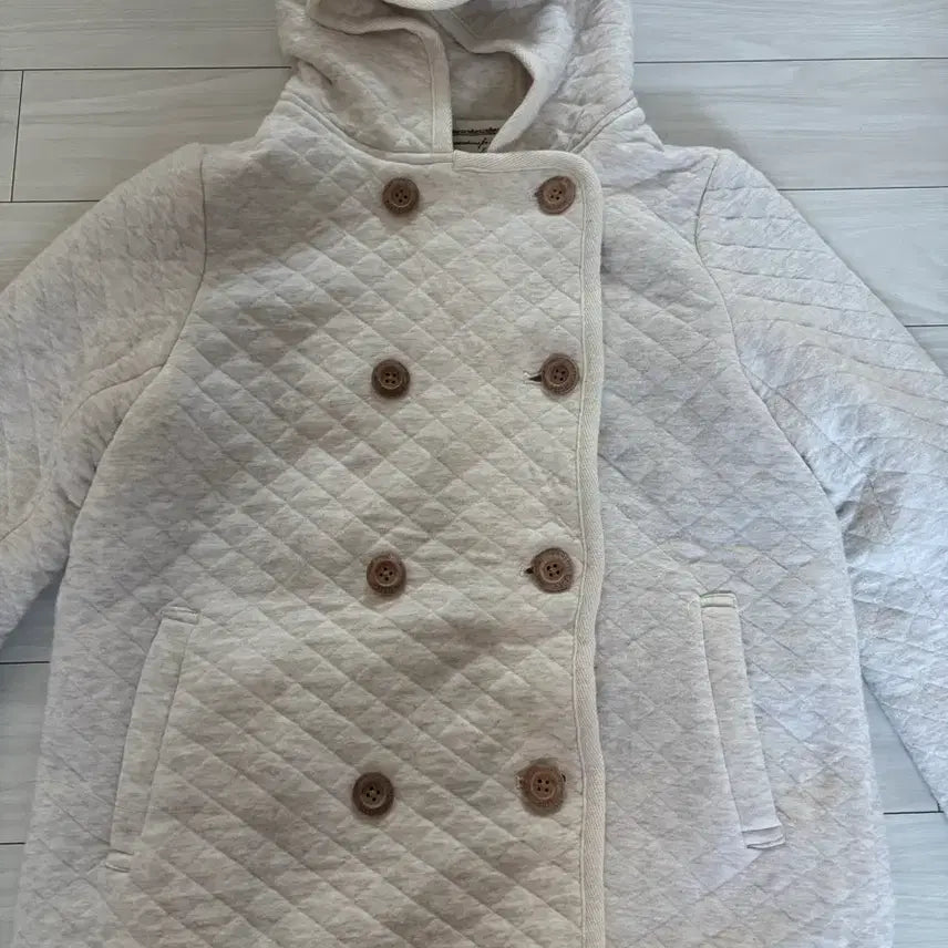 [BUNJANG] Vintage Mori Girl Quilted Hooded Jacket / 급처 ㅠ 일본 빈티지 모리걸 더블버튼 퀄팅 후드 자켓 코트