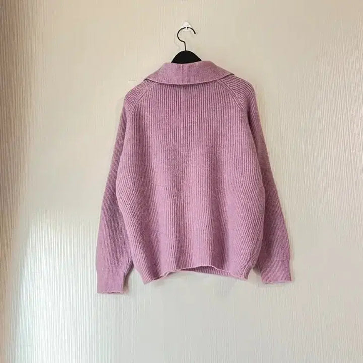 [BUNJANG] Unbranded Lavender Pink Half-Zip Knit Sweater / 반집업 니트