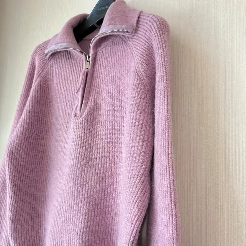 [BUNJANG] Unbranded Lavender Pink Half-Zip Knit Sweater / 반집업 니트