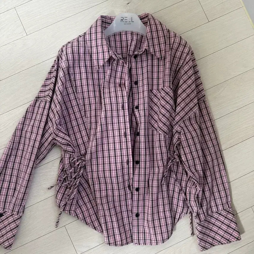 [SOLD OUT] 자라 zara 멀티포지션 체크셔츠 로즈핑크 2190/530/046 S