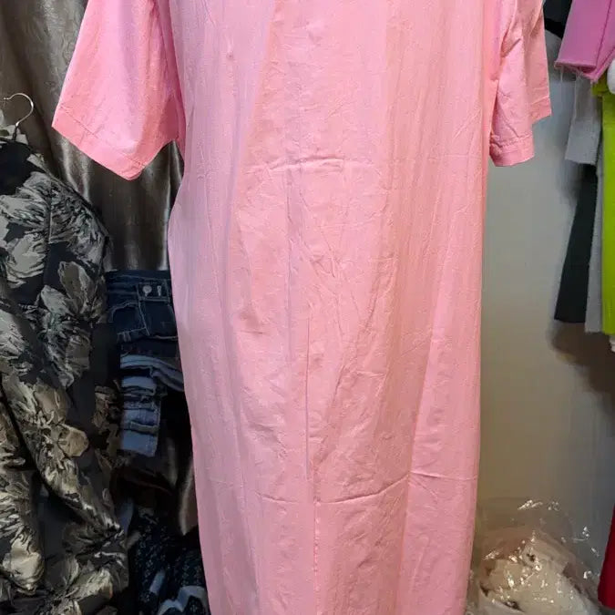 [BUNJANG] Pink Long Shirt Dress - Yellow, Plus Size / 핑크 롱 셔츠원피스 옐로우 빅사이즈