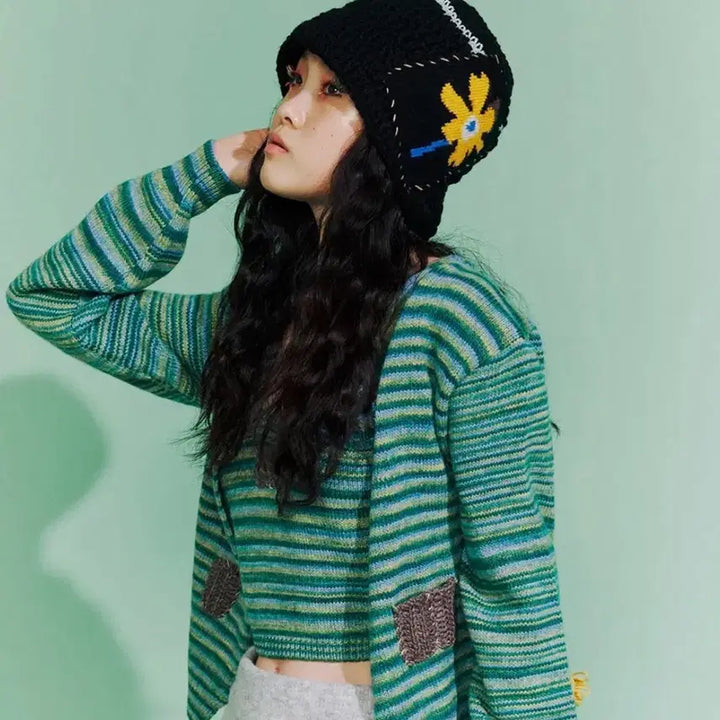 [BUNJANG] Misu A Barbe Flower Embroidered Beanie / 미수아바흐브 플라워 비니
