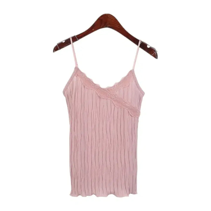 [SOLD OUT] (빠른배송/국내제작) 레이스 프릴 구김 나시 3color