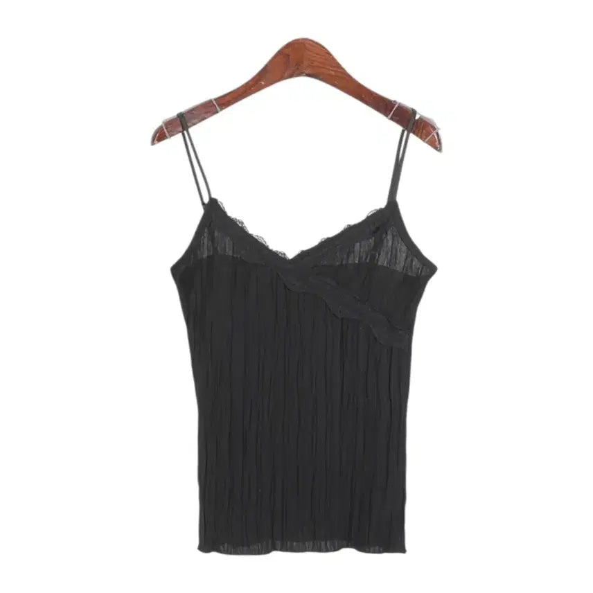 [SOLD OUT] (빠른배송/국내제작) 레이스 프릴 구김 나시 3color