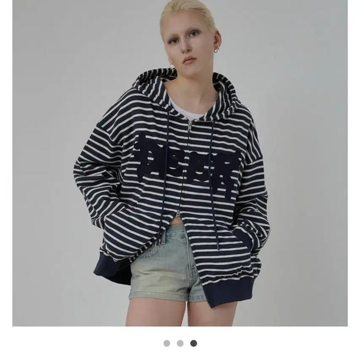 [BUNJANG] Dear My Dear Stripe Hooded Zip-up / (새상품) 디어마이디어 디어아플리케 스트라이프 후드 집업