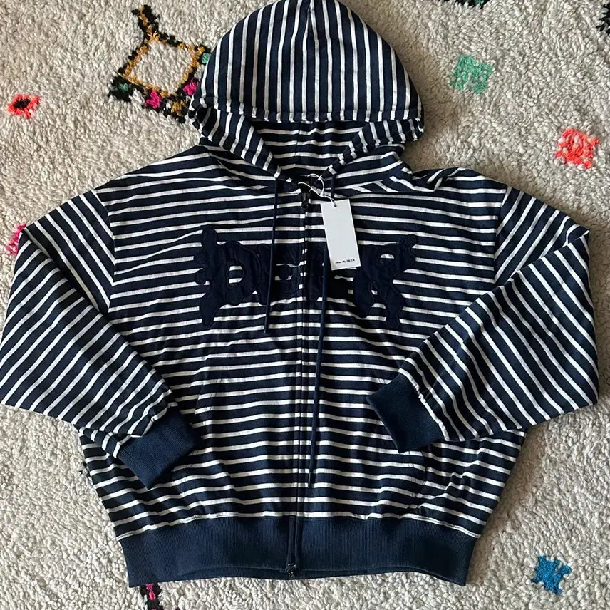 [BUNJANG] Dear My Dear Stripe Hooded Zip-up / (새상품) 디어마이디어 디어아플리케 스트라이프 후드 집업