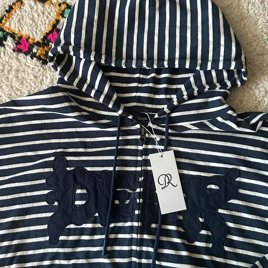 [BUNJANG] Dear My Dear Stripe Hooded Zip-up / (새상품) 디어마이디어 디어아플리케 스트라이프 후드 집업
