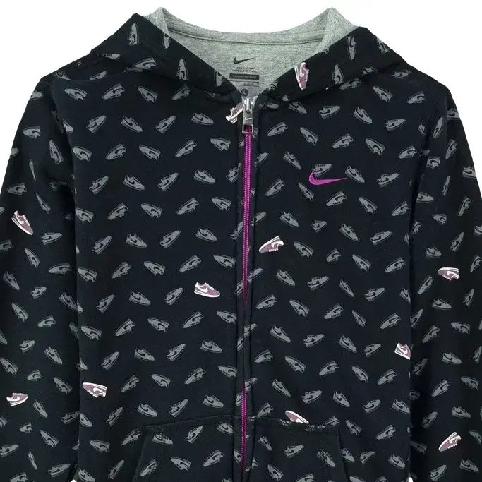 [SOLD OUT] 나이키 스우시 자수 멀티 패턴 후드 집업 블랙 M19508