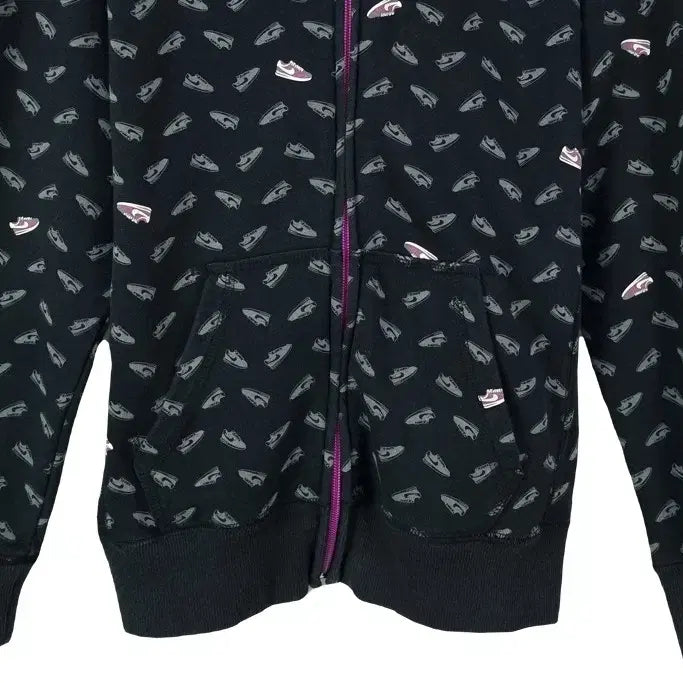 [SOLD OUT] 나이키 스우시 자수 멀티 패턴 후드 집업 블랙 M19508