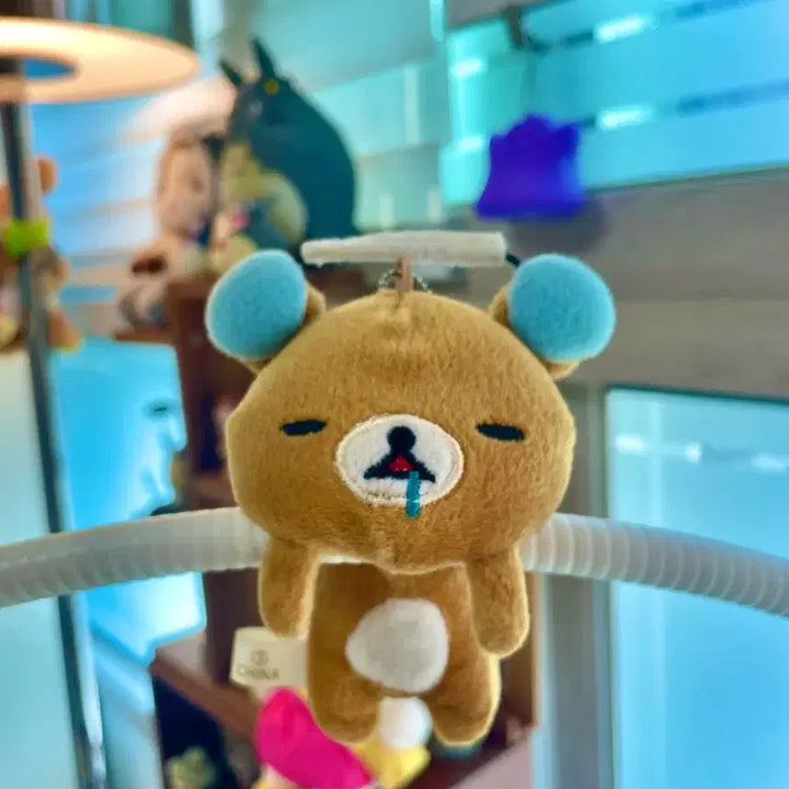 [BUNJANG] Rilakkuma Drooling Headset Clip Doll Keyring / 고전 침 흘리면서 눈 감은 헤드셋 리락쿠마 집게 인형 키링