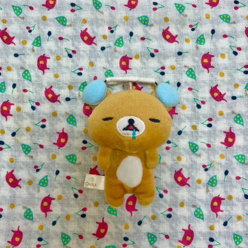 [BUNJANG] Rilakkuma Drooling Headset Clip Doll Keyring / 고전 침 흘리면서 눈 감은 헤드셋 리락쿠마 집게 인형 키링