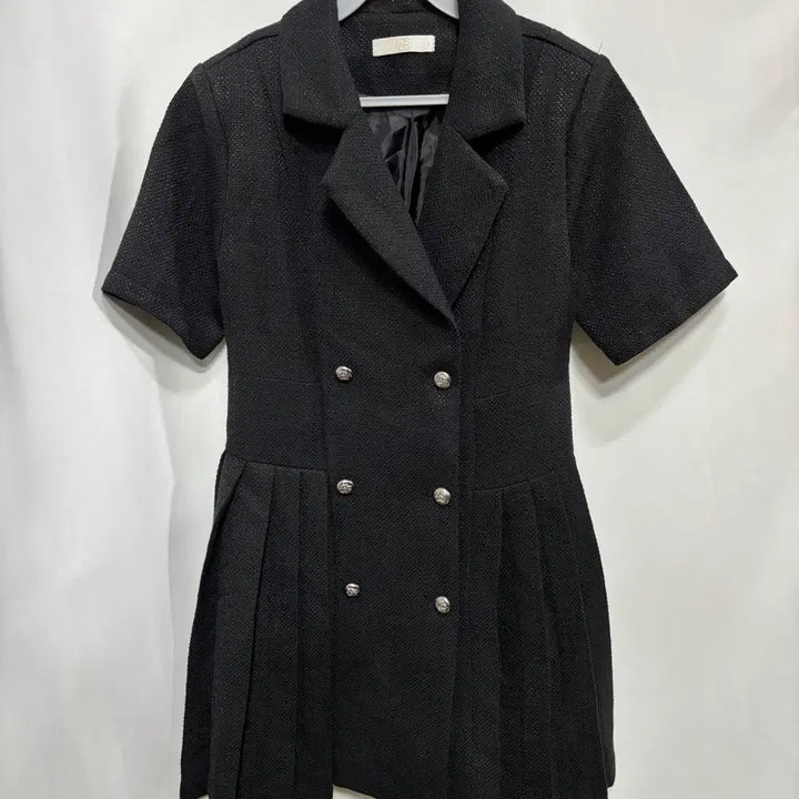 [BUNJANG] Attrangs Tweed Double Breasted Pleated Dress S / 아뜨랑스 트위드 더블브레스트 플리츠 원피스 S