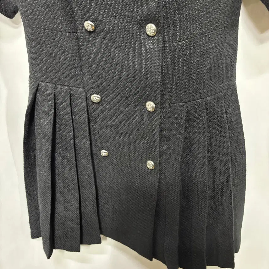 [BUNJANG] Attrangs Tweed Double Breasted Pleated Dress S / 아뜨랑스 트위드 더블브레스트 플리츠 원피스 S