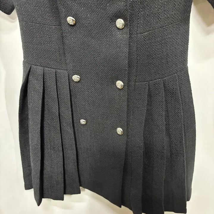 [BUNJANG] Attrangs Tweed Double Breasted Pleated Dress S / 아뜨랑스 트위드 더블브레스트 플리츠 원피스 S