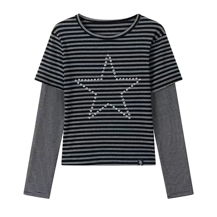 [BUNJANG] Y2K Striped Long Sleeve T-shirt / 줄무늬티셔츠 빅 스타 y2k 와투케 긴팔티 맨투맨 스트라이프 티셔츠 갸루